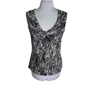 CDW Sleeveless Twisted Fabric Front Black/White Abstract Top Size L